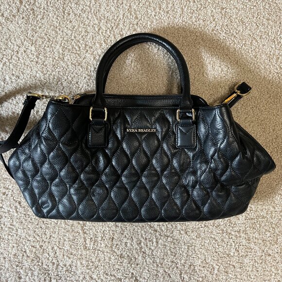 Vera Bradley Quilted Emma Satchel Bag, Black - Picture 1 of 10